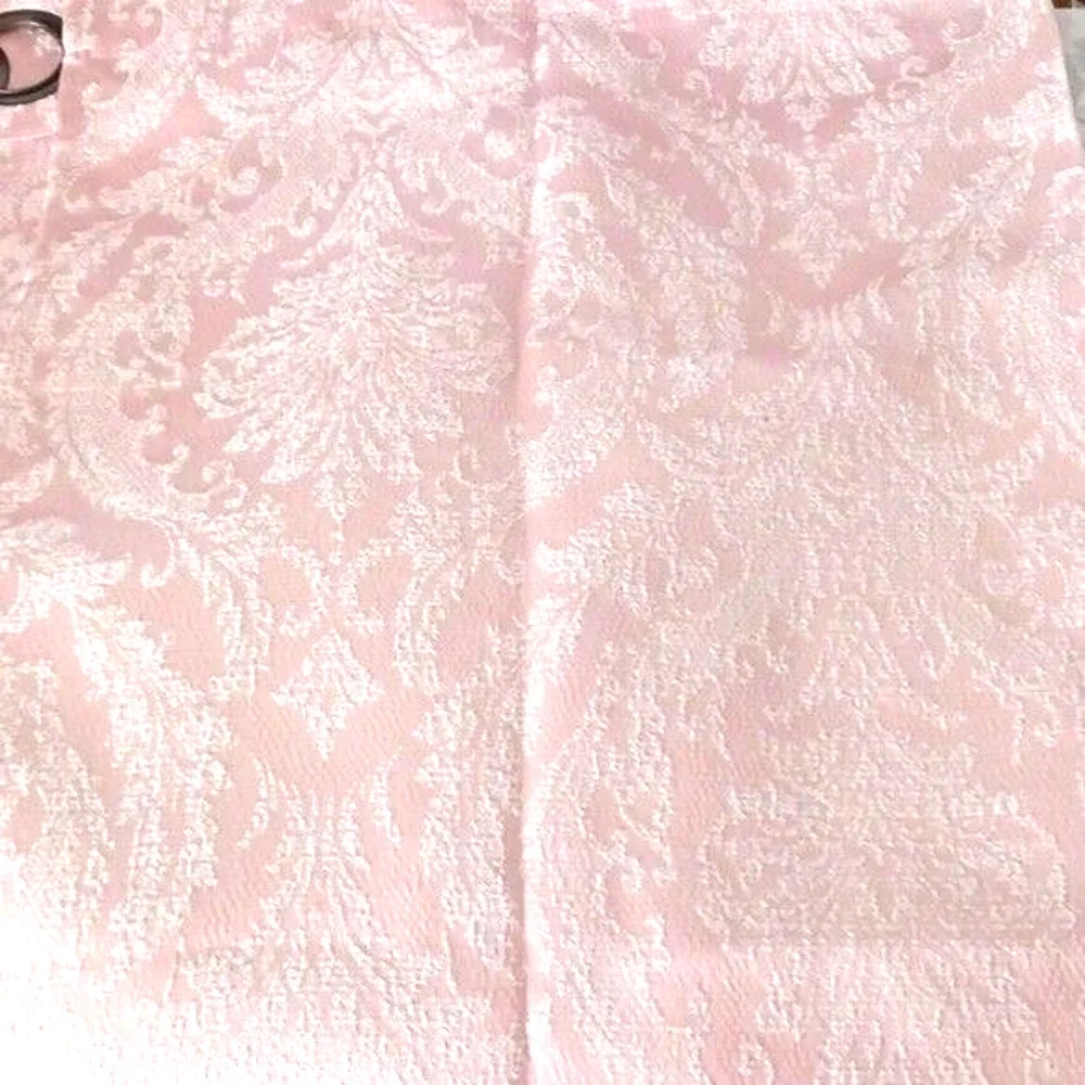 2 Drapery PANELS Brocade Baroque Curtain Soft Pink Shimmer Silver Grommet Modern